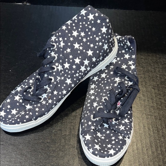 Superga Shoes - Superga Navy and White Star Pattern High Top Sneakers
